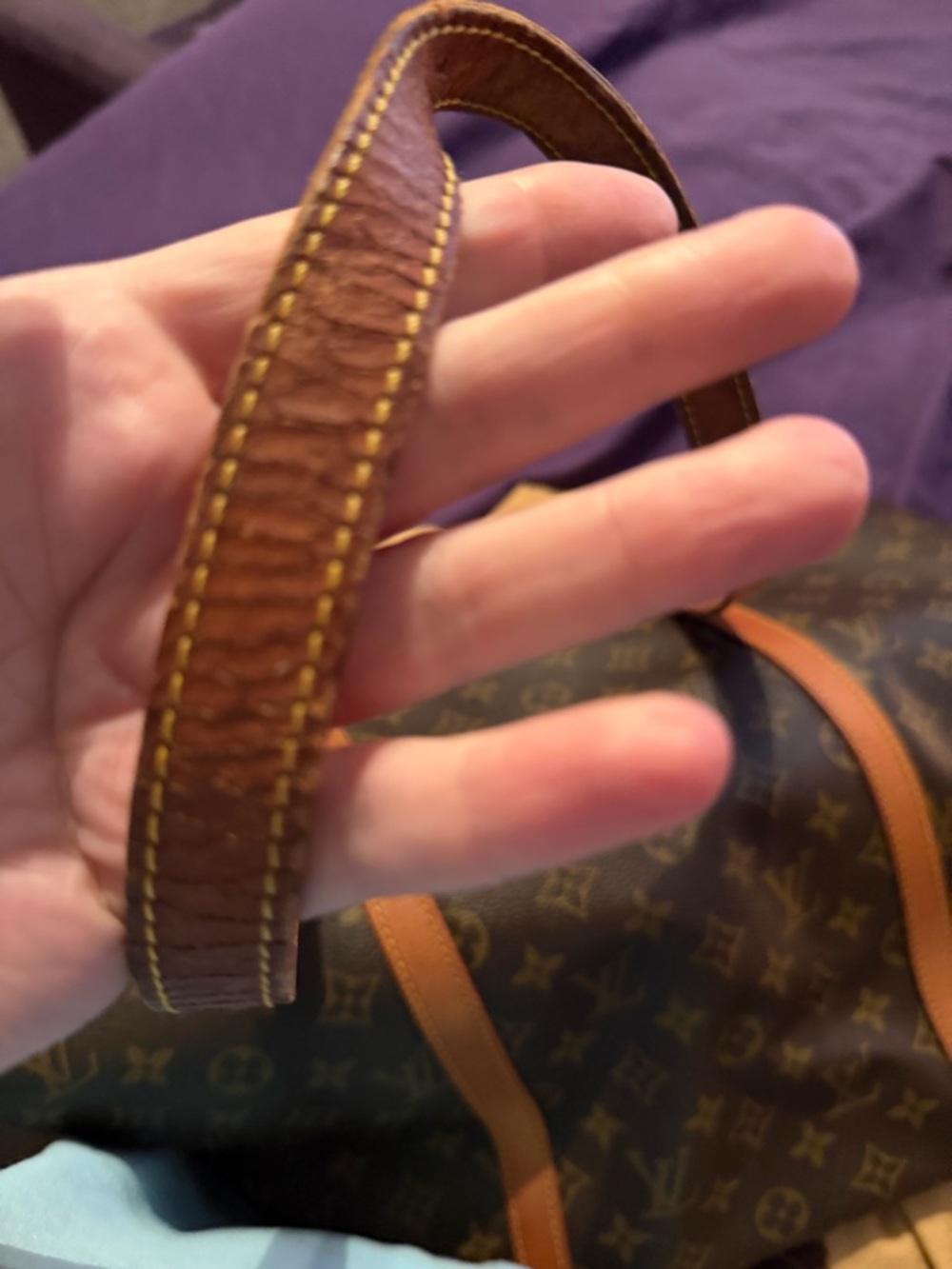 Louis Vuitton Brown Monogram Canvas Tote Interior with Tan Trim - Picture 7 of 10